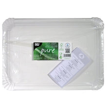 Lade das Bild in den Galerie-Viewer, PAPSTAR Teller eckig 24x33 cm, Pappe "pure", weiß | Folie (125 Stück)