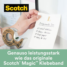 Lade das Bild in den Galerie-Viewer, Scotch® Magic™ Klebeband, mit 66 % pflanzlichem Klebstoff hergestellt, 19 mm x 20 m, 1 Rolle + 1 Abroller aus Recyclingmaterial/Packung | Packung (1 Rolle)