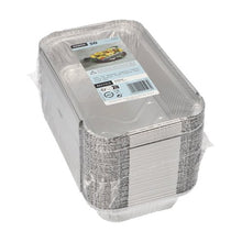 Lade das Bild in den Galerie-Viewer, Starpak 50 Schalen, Alu eckig 0,65 l 3,4 cm x 13 cm x 22 cm | Schrumpffolie (50 Stück)