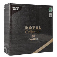 Lade das Bild in den Galerie-Viewer, PAPSTAR 50 Servietten "ROYAL Collection" 1/4-Falz 40 x 40 cm schwarz