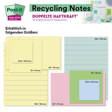 Lade das Bild in den Galerie-Viewer, Post-it® Super Sticky 100 % Recycling Notes, Verschiedene Farben, Liniert, 102 mm x 152 mm, 45 Blatt/Block, 4 Blöcke/Packung, 100% PEFC, SGSCH-PEFC-COC-110078 | Packung (1 Stück)