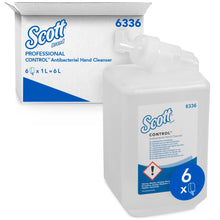 Lade das Bild in den Galerie-Viewer, Scott® Control™ Antibakterieller Handreiniger - Kassette / Transparent /1 Ltr - 6 Cassettes | Karton (6 Kartuschen)