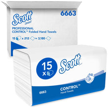 Lade das Bild in den Galerie-Viewer, Scott® CONTROL™ Falthandtücher - Weiß - 15 Clips x 212 Sheets | Karton (15 Päckchen)