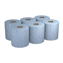 Lade das Bild in den Galerie-Viewer, WypAll® L20 Papierwischtuch für Instandhaltungsarbeiten - Zentralentnahme / Blau /2-lagig - 6 Rolls x 400 Sheets | Karton (6 Rollen)