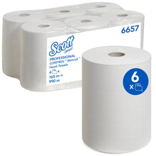 Lade das Bild in den Galerie-Viewer, Scott® Control™ Slimroll™ Handtücher - Rolle / Weiß - 6 Rolls x 1 Sheet | Karton (6 Rollen)