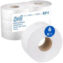 Lade das Bild in den Galerie-Viewer, Scott® Essential™ Toilettenpapier - Maxi Jumbo / Weiß /380 - 6 Rolls x 1 Toilet Tissue Sheet | Karton (6 Rollen)