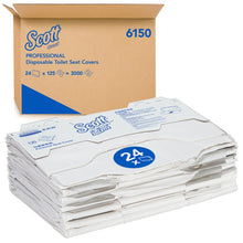 Lade das Bild in den Galerie-Viewer, Scott® Toilettensitzauflagen - Weiß - 24 Bags x 125 Packs | Karton (24 Beutel)