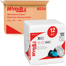 Lade das Bild in den Galerie-Viewer, WypAll® X60 Genral Clean - Viertelgefaltet / Weiß - 12 Bags x 76 Sheets | Karton (12 Beutel)