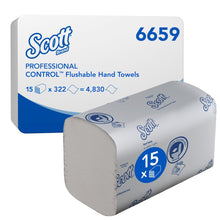 Lade das Bild in den Galerie-Viewer, Scott® Control™ Herunterspülbare Falthandtücher - Weiß - 15 Clips x 322 Sheets | Karton (15 Päckchen)