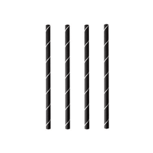 Lade das Bild in den Galerie-Viewer, PAPSTAR Cocktailstrohhalme 7 mm, schwarz/weiß "Stripes", 15 cm | Folie (250 Stück)