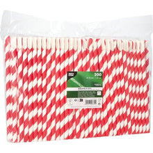 Lade das Bild in den Galerie-Viewer, PAPSTAR Trinkhalme mit Löffel, rot/weiß "Stripes", 23 cm, Ø 10 mm | Folie (200 Stück)