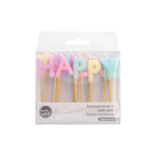 Lade das Bild in den Galerie-Viewer, PAPSTAR Buchstabenkerzen "Happy Birthday" pastell, 8 cm hoch | Karton (12 Packungen)