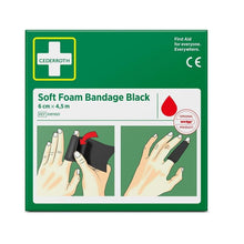 Lade das Bild in den Galerie-Viewer, Cederroth soft foam bandage schwarz 6 cm x 4,5m | Packung (1 Stück)
