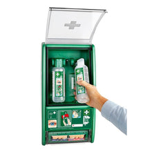 Lade das Bild in den Galerie-Viewer, Cederroth augenspülstation, inkl. 2 x 500 ml flaschen à 725200 mit salvequick pflasterspender ref 490700 | Packung (1 Stück)