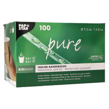 Lade das Bild in den Galerie-Viewer, PAPSTAR Banderolen für Heißgetränkebecher "pure", braun, Ø 7,3 cm | Spenderkarton (100 Stück)