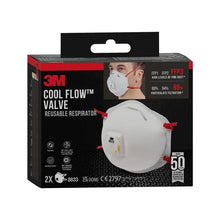 Lade das Bild in den Galerie-Viewer, 3M™ Cool Flow™ Partikelmaske 8833, FFP3, mit Ventil, 2er-Packung | Packung (1 Stück)