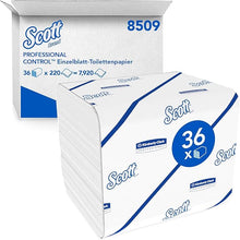 Lade das Bild in den Galerie-Viewer, Scott® Control™ Toilettenpapier - Einzelblattsytem / Weiß - 36 Packs x 220 Toilet Tissue Sheets | Karton (36 Päckchen)