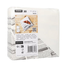 Lade das Bild in den Galerie-Viewer, Starpak 50 Snackservietten, stoffähnlich, Airlaid 1/4-Falz 32,5 cm x 30,5 cm weiss "Newsprint" | Folienbeutel (50 Stück)