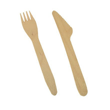 Lade das Bild in den Galerie-Viewer, PAPSTAR Besteckset Holz "pure" 16,5 cm, Messer und Gabel | Karton (500 Stück)