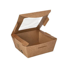 Lade das Bild in den Galerie-Viewer, PAPSTAR 40 Feinkostboxen, Pappe mit Sichtfenster aus PLA "pure" eckig braun "100% Fair"