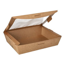 Lade das Bild in den Galerie-Viewer, PAPSTAR 40 Feinkostboxen, Pappe mit Sichtfenster aus PLA "pure" eckig braun "100% Fair"