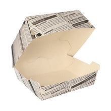 Lade das Bild in den Galerie-Viewer, PAPSTAR Burgerboxen "Newsprint" groß, 7,8x11x11,5 cm, Pappe | Schrumpffolie (50 Stück)