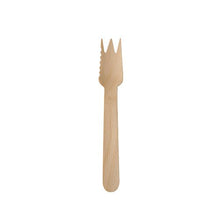 Lade das Bild in den Galerie-Viewer, PAPSTAR Kuchen- und Snackgabeln Holz "pure" 14 cm, gezackt | Papptray (100 Stück)