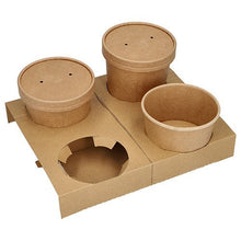 Lade das Bild in den Galerie-Viewer, PAPSTAR Tragetabletts "pure" braun, für 4 Suppenbecher, 3,6x19,8x24,1 cm | Folie (25 Stück)