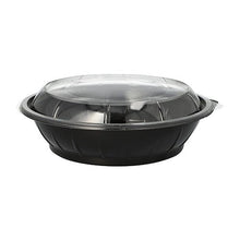 Lade das Bild in den Galerie-Viewer, Starpak 25 Salatschalen, PET 1000 ml Ø 21,8 cm · 6 cm schwarz "Snap It" mit Deckel R-PET glasklar | Folie (25 Stück)
