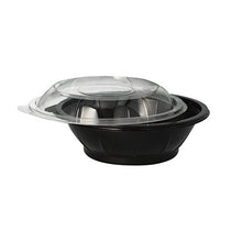 Lade das Bild in den Galerie-Viewer, Starpak 25 Salatschalen, PET 600 ml Ø 16,6 cm · 5,9 cm schwarz "Snap It" mit Deckel R-PET glasklar | Folie (25 Stück)