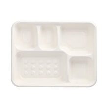 Lade das Bild in den Galerie-Viewer, PAPSTAR 25 Menü-Trays, Zuckerrohr "pure" 5-geteilt weiss