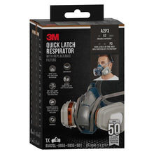 Lade das Bild in den Galerie-Viewer, 3M™ Quick Latch-Atemschutzmaske 6502QLKIT-1 mit austauschbaren Filtern, A2P3 organische Dämpfe (1x6502, 2x6055, 2x5935, 2x501) | Packung (1 Stück)