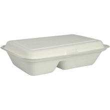 Lade das Bild in den Galerie-Viewer, Menübox, Bagasse, 2-geteilt, Weiß, 25x16,2x6,3 cm | Packung (50 Stück)