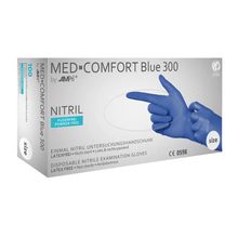 Lade das Bild in den Galerie-Viewer, AMPri MED-COMFORT BLUE 300 Nitrilhandschuhe extra Lang puderfrei, blau | Box (100 Stück)