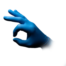 Lade das Bild in den Galerie-Viewer, AMPri MED-COMFORT BLUE ULTRA 300 Nitrilhandschuhe extra Lang puderfrei, blau