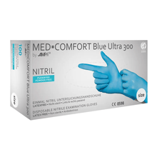 Lade das Bild in den Galerie-Viewer, AMPri MED-COMFORT BLUE ULTRA 300 Nitrilhandschuhe extra Lang puderfrei, blau