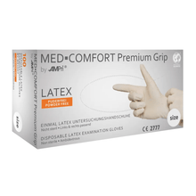 Lade das Bild in den Galerie-Viewer, AMPri MED-COMFORT Premium Grip Latexhandschuhe, weiß | Box (100 Stück)
