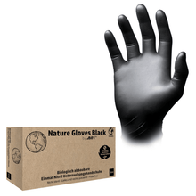 Lade das Bild in den Galerie-Viewer, AMPri Nature Gloves BLACK Nitrilhandschuhe Biologisch abbaubar, Schwarz | Box (100 Stück)