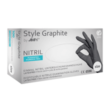 Lade das Bild in den Galerie-Viewer, AMPri STYLE GRAPHITE Nitrilhandschuhe puderfrei by MED-COMFORT, Anthrazit