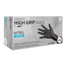 Lade das Bild in den Galerie-Viewer, AMPri SolidSafety High Grip Black Nitril Chemikalienschutzhandschuhe Schwarz S - XXL