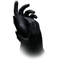 Lade das Bild in den Galerie-Viewer, AMPri SolidSafety High Grip Black Nitril Chemikalienschutzhandschuhe Schwarz S - XXL