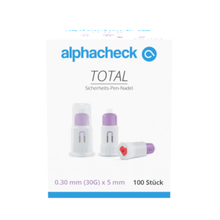 Lade das Bild in den Galerie-Viewer, Alphacheck TOTAL Sicherheits-Pen-Nadel 30G x 5 mm | Packung (100 Stück)