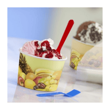 Lade das Bild in den Galerie-Viewer, Starpak Eisbecher To Go Pappe rund 100 ml Ø 7 cm · 5,3 cm "Früchte" | Schrumpffolie (200 Stück)