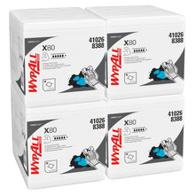 Lade das Bild in den Galerie-Viewer, WypAll® X80 PowerClean - Viertelgefaltet / Weiß - 4 Bags x 50 Sheets | Karton (4 Beutel)