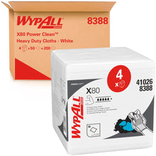 Lade das Bild in den Galerie-Viewer, WypAll® X80 PowerClean - Viertelgefaltet / Weiß - 4 Bags x 50 Sheets | Karton (4 Beutel)