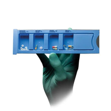 Lade das Bild in den Galerie-Viewer, PP Einweg Medikamentendispenser, 4 Fächer, 22,2 x 6 x 1,5 cm, blau, Med-Comfort | 1 Stück