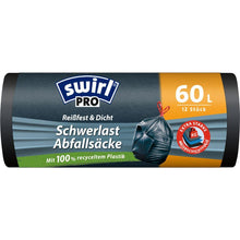 Lade das Bild in den Galerie-Viewer, Swirl Schwerlast-Säcke Profi mit Zugband 60 l Reißfest & Dicht | Rolle (12 Beutel)