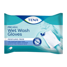 Lade das Bild in den Galerie-Viewer, TENA ProSkin Wet Wash Gloves, parfümfreie Waschhandschuhe | Packung (8 Stück)
