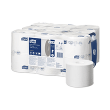 Lade das Bild in den Galerie-Viewer, Tork 472139 Optiserve extra weiches hülsenloses Midi Toilettenpapier Premium T7 3-lagig | Karton (18 Rollen)