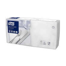Lade das Bild in den Galerie-Viewer, Tork 477414 Soft Lunchservietten Weiß Advanced 3-lagig | Karton (10 Packungen)